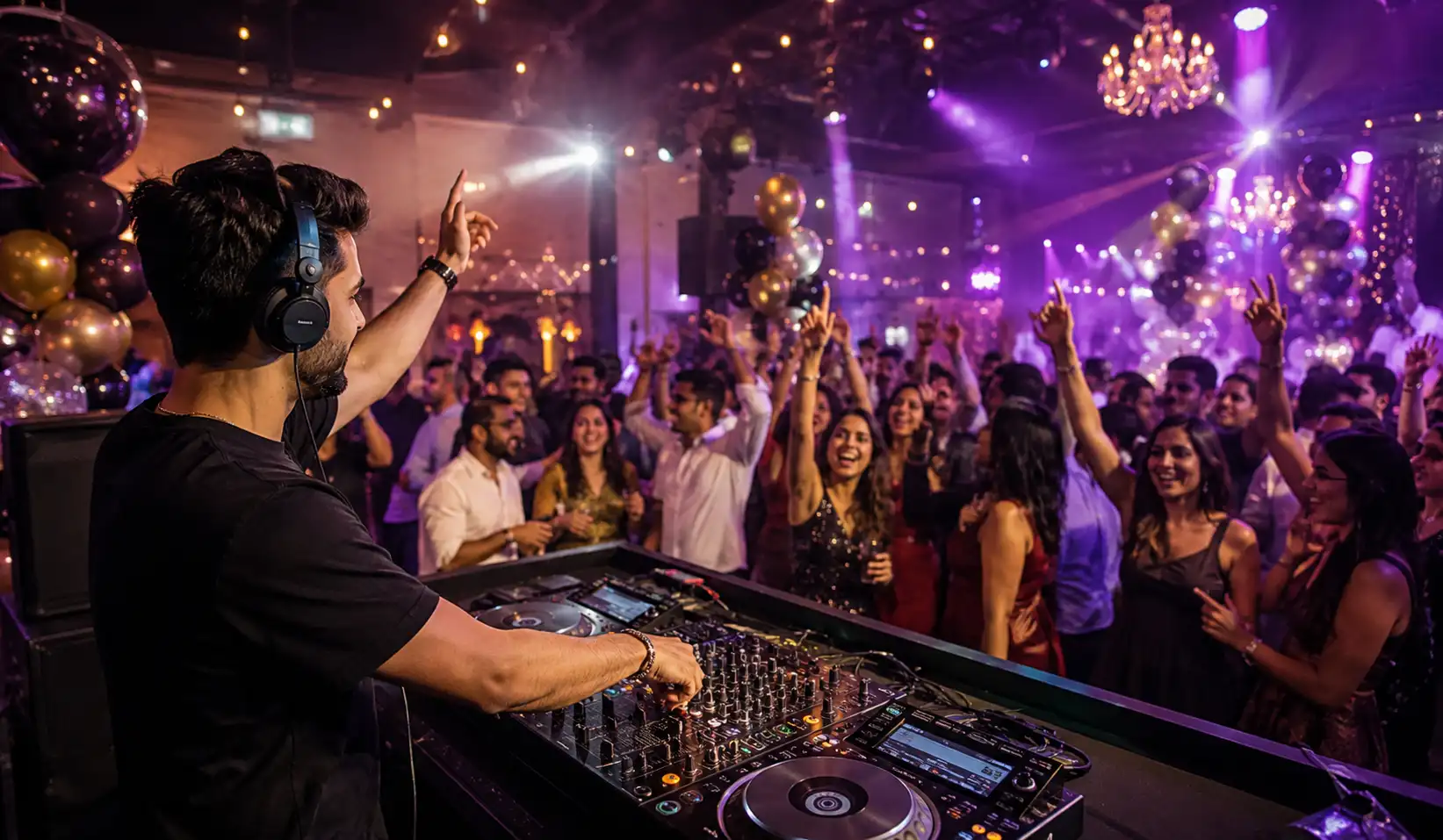 DJ Energizing a Colorful Dancefloor