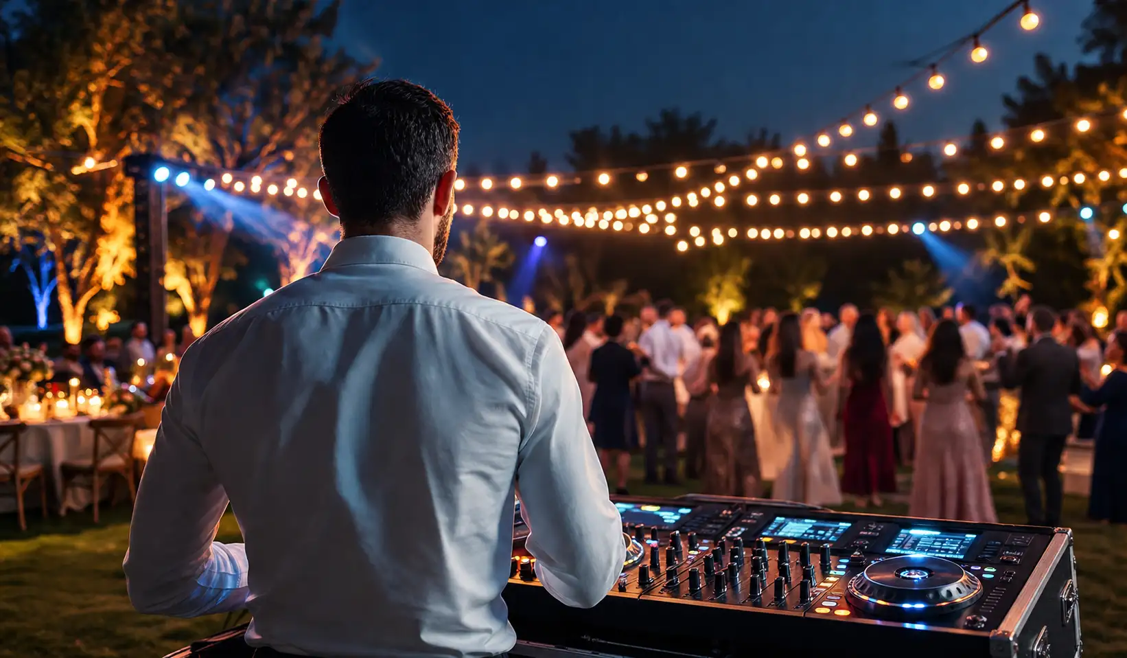 DJ Under Golden Garden Lights